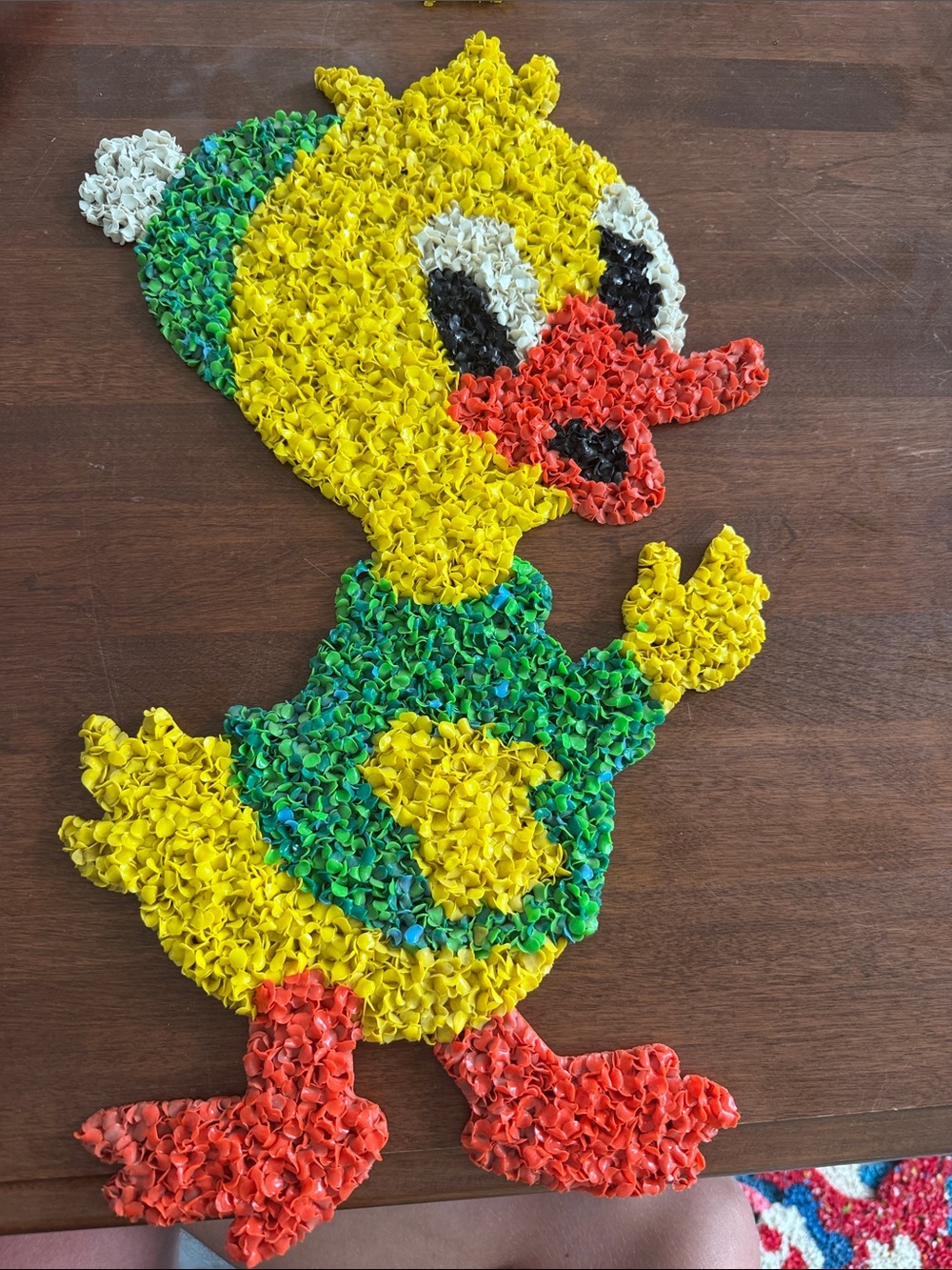 Popcorn Plastic Duck Chick Green Hat Top Hanging Decoration Vintage Melted